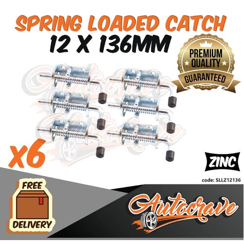 6x Spring Bolt Latch Catch Zinc Plate 12x136mm Truck Trailer Tail Gate Fastener