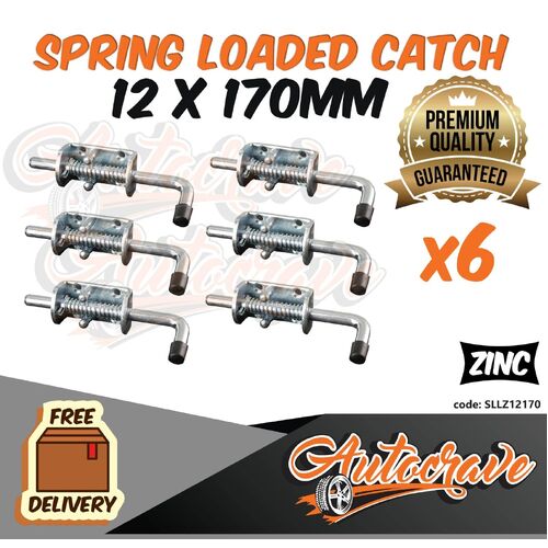 6x Spring Bolt Latch Catch Zinc Plate 12x170mm Truck Trailer Tail Gate Fastener