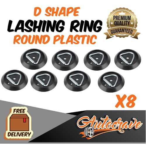 8x Lashing D Ring | Round Plastic Base | Tie Down Point Anchor Ute Trailer