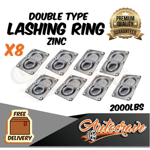 8x Double Type Lashing Ring | Tie Down Point Anchor Ute Trailer 105X145mm