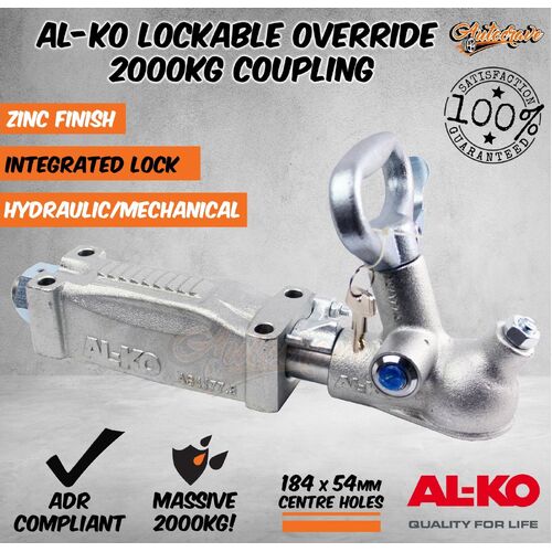 Alko Trailer Hydraulic Override Lockable Coupling Caravan 2000kg 2T 614054Lpl