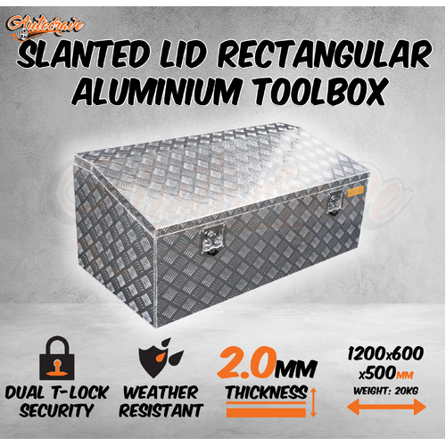 Aluminium Rectangular Tool Box Stainless T Lock Trailer Truck Toolbox Slanted