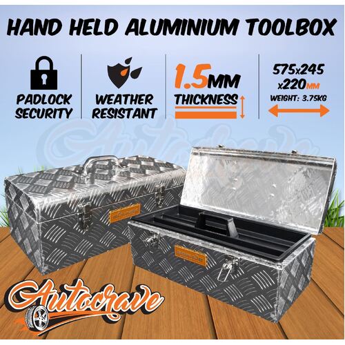 Portable Aluminium Hand Held Rectangular Tool Box Trailer Truck Toolbox Latch