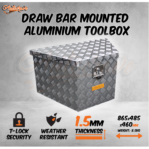 Aluminium Triangular Front Trailer Ute Draw Bar Tool Box Mount Gas Strut Toolbox