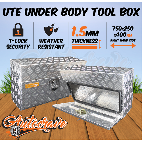 2 x Aluminium Tool Box Under Tray Ute Pair Trailer Truck UnderBody Toolbox Lock