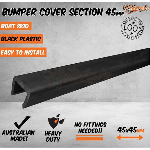 Boat Trailer Bumper Cover Skid 1.5m C Section Black Plastic 45X45mm Roller