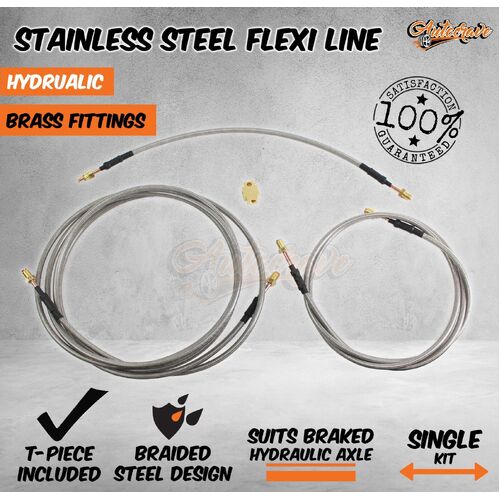 Trailer Hydraulic Stainless Steel 3000mm Flexi Bundy Brake Line Single Axle Kit