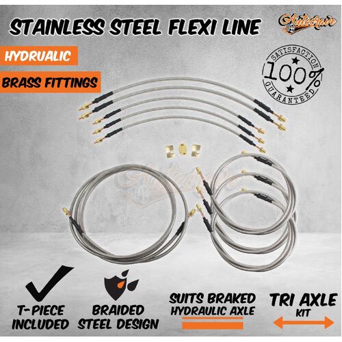 Trailer Hydraulic Stainless Steel 5500mm Flexi Bundy Brake Line Tri Axle Kit