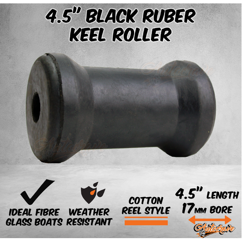 4.5" Boat Trailer Bow Keel Roller Cotton Reel Black Rubber 110mm 17mm Bore