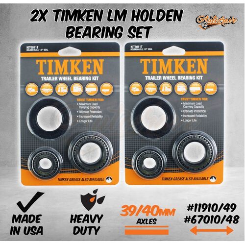 Timken Bearing LM Holden Set 11910/49 & 67010/48 Cup Cone Seal Trailer Hub Drum