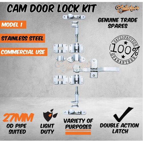 Stainless Steel Truck Door Cam Lock Kit Left- Suit 27mm OD Pipe Truck Body M01