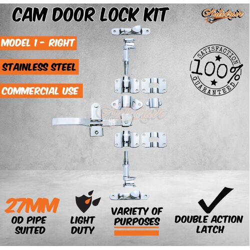 Stainless Steel Truck Door Cam Lock Kit Right - Suit 27mm OD Pipe Truck Body M01