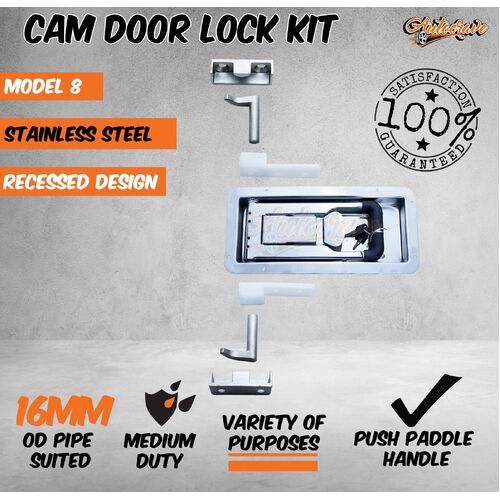 Stainless Steel Truck Rear Door Cam Lock Kit Suit 16mm OD Pipe Recessed Lock M08