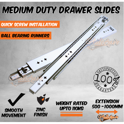 Drawer Slides Kitchen Cabinet 500mm 1000mm Up To 110kg Trailer Caravan Kitchen