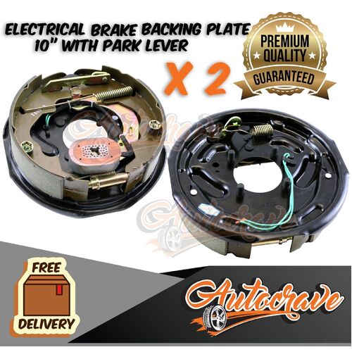 2 x 10" Trailer Drum Hub Electric Brake Backing Plate Electrical Shoe Magnet Set