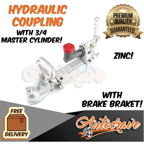 Hydraulic Override Trailer Coupling Master Cylinder & Brake Bracket 2000kg Zinc