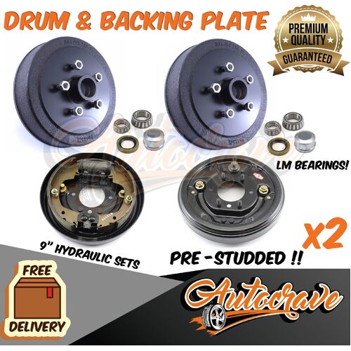 Trailer Hydraulic Brake 9" Drum Backing Plate Holden HT 5 Stud SL/Ford Bearing