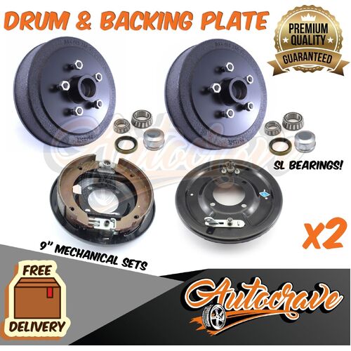 Trailer Mechanical Brake 9" Drum Backing Plate Holden HT 5 Stud SL/Ford Bearing