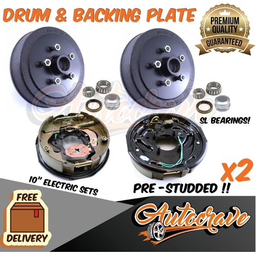 Trailer 10" Brake Drum & 10" Electric Backing Plate Ford SL/Ford Bearing