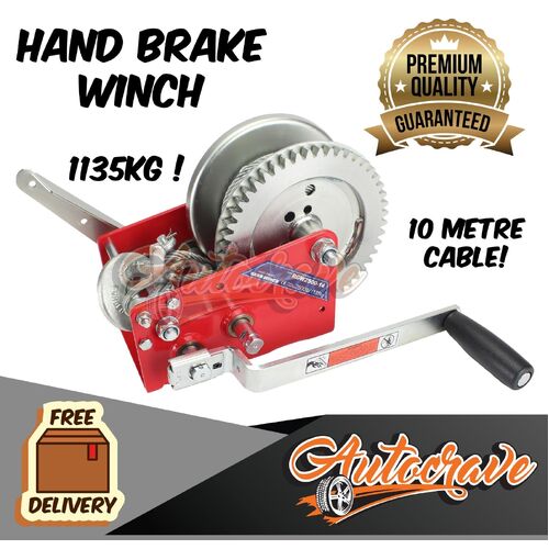 Hand Brake Winch Boat Trailer 10 m Zinc Cable - 1135kg Capacity Trailer Caravan