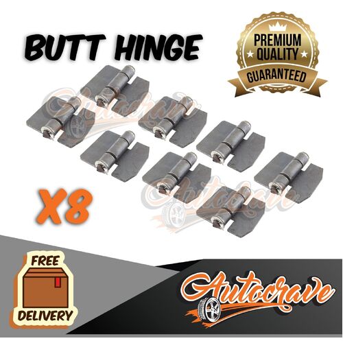 8 x Butt Hinge Black Weldable 110x100mm - Truck Trailer Caravan Ute