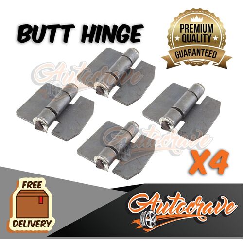 4 x Butt Hinge Black Weldable 110x100mm - Truck Trailer Caravan Ute