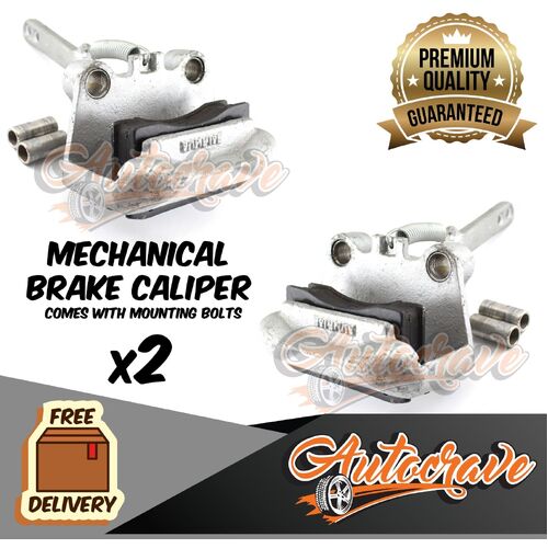 Pair Trailer Galvanised Mechanical Disc Brake Calipers, Sleeves & Bolts Caravan