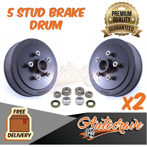 Mechanical Hydraulic Trailer Brake Drum 9" Ford 5 Stud With LM/Holden Bearings