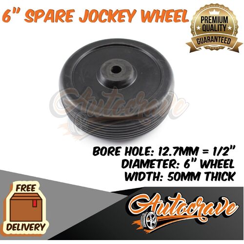 6" Jockey Wheel Spare Rubber Wheel Solid Trailer Boat Jockey Wheel Replacement