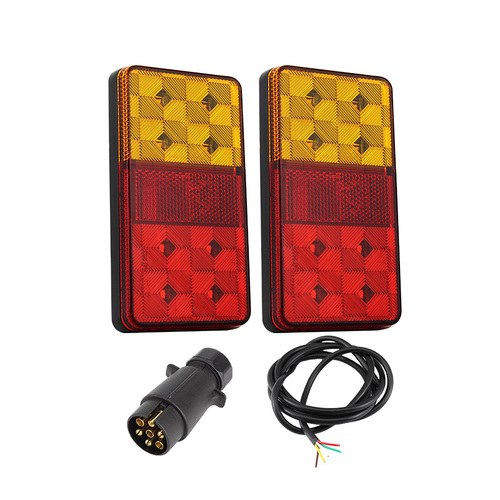 LED Trailer Tail Light Kit Pair Round Plug 5 Core Wire Caravan Boat Waterproof