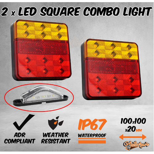 LED Trailer Tail Lights Truck Caravan Ute LED Light Square Number Plate Light