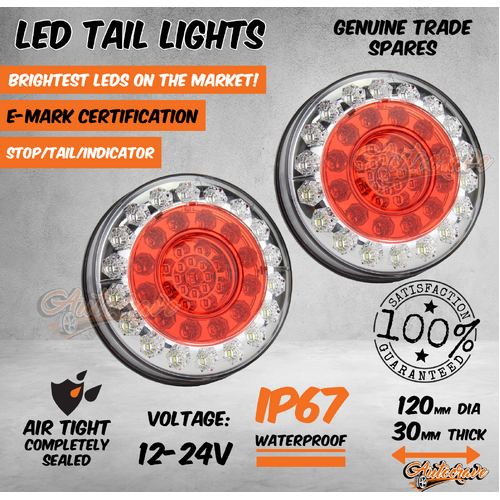 LED Round Trailer Car Tail Light Lamp Truck Caravan Ute Boat Stop Indicator ADR