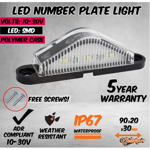 LED License Number Plate Light Lamp Truck Caravan Trailer Boat 10-30V Van Ute