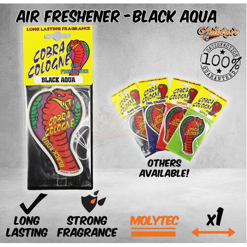 Cobra Cologne Air Freshener X1 Black Aqua Fragrance Scent Car Taxi Truck Ute