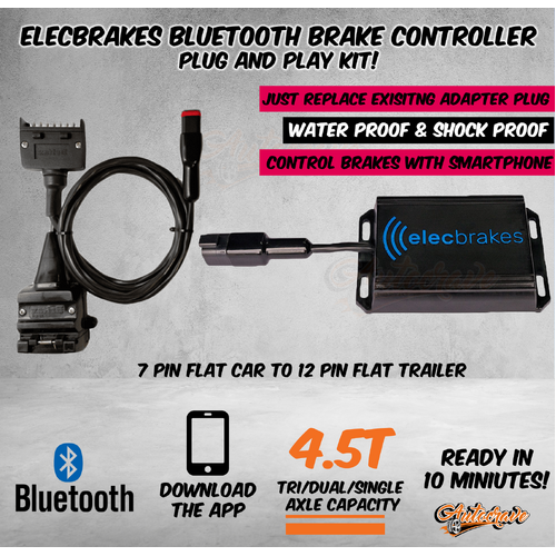 Elecbrake Electric Bluetooth Brake Controller 12 Pin Flat Plug Car Trailer Phone