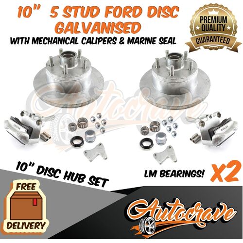 Trailer Galvanised Mechanical 10" Disc Brake Kit Boat, Caravan Caliper, Ford LM