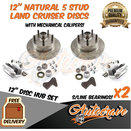 Trailer Mechanical 12" Disc Brake Boat, Caliper, 5 Stud Land Cruiser SL Natural