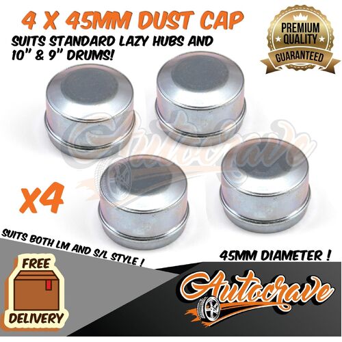 4x Trailer Hub Drum Disc 45mm Cap Caravan Axle Dust Cap S/Line LM Boat Bearing