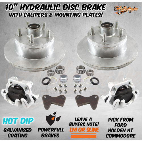 Hydraulic Boat Disc Brake Kit Galvanised Trailer Rotor Caliper Pads Marine Pbr