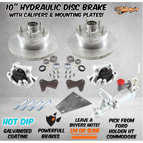 Hydraulic Boat Disc Brake Kit Trailer Coupling Master Cylinder Caliper Zinc Gal