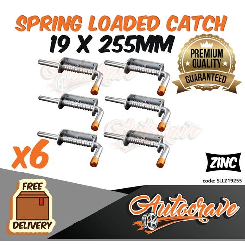 6x Spring Bolt Latch Catch Zinc Plate 19x255mm Truck Trailer Tail Gate Fastener