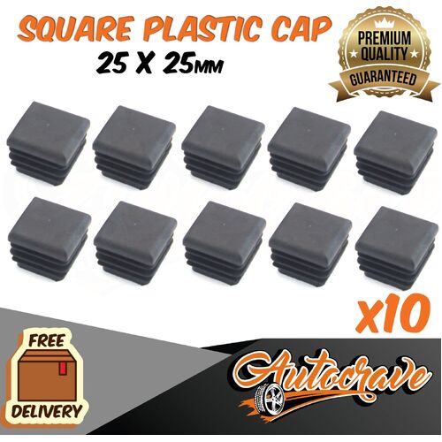 Black Plastic End Square Cap Tube Pipe Insert Box Cover Plug Blanking Trailer 25