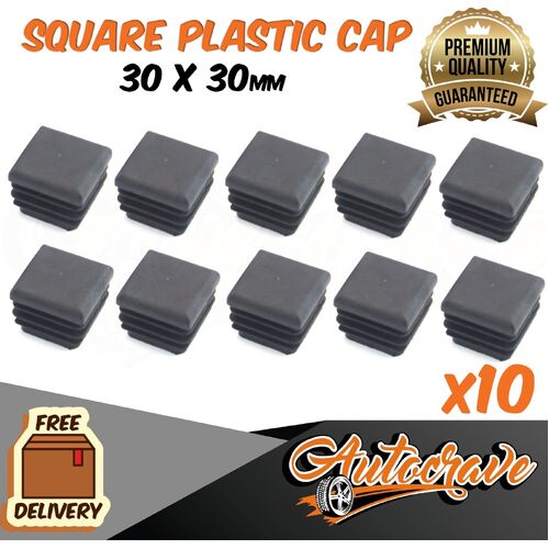 Black Plastic End Square Cap Tube Pipe Insert Box Cover Plug Blanking Trailer 30