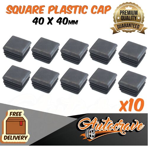 Black Plastic End Square Cap Tube Pipe Insert Box Cover Plug Blanking Trailer 40