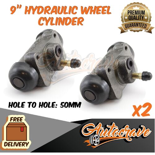 2 x 9" Hydraulic Brake Backing Plate Hub Drum Wheel Cylinder Trailer Caravan