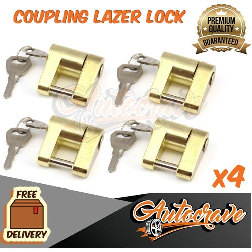 4x Coupling Laser Lock Hitch Lock Caravan Off Road T Pin Trailer Pad Lock Secure