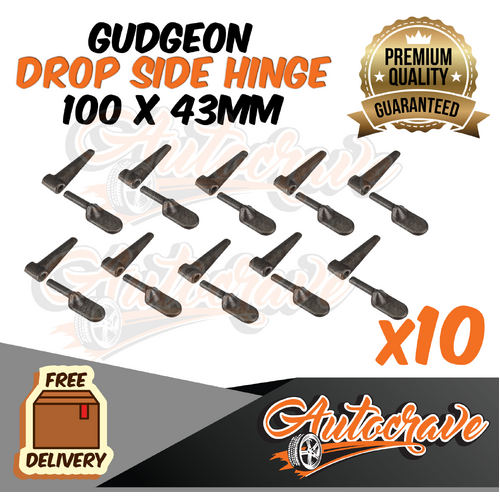 10x Drop Side Gudgeon Hinge | 100 x 43mm| 12mm Pin | Door Tailgate Truck Trailer