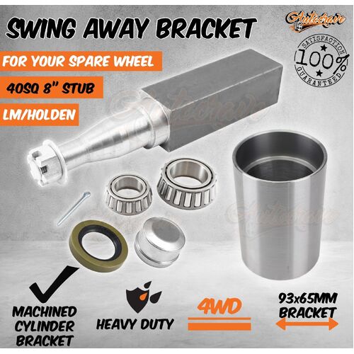 Rear Bar Swing Away Spare Wheel Bracket Kit With 40 x 200mm Square Stub Axle 4WD