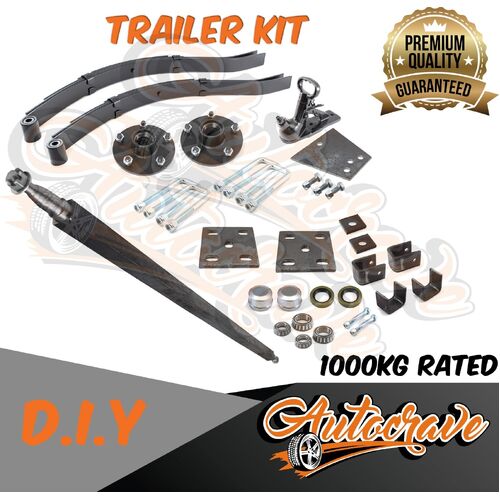 Trailer Kit DIY Single Axle Unbraked 1000kg Square Axle Slippler Spring Hub Boat