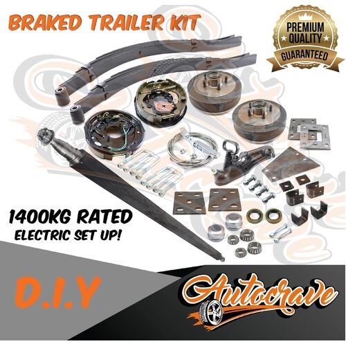 Trailer Kit DIY Electric Braked Axle 1400kg Square Axle Slippler Spring Hub Boat